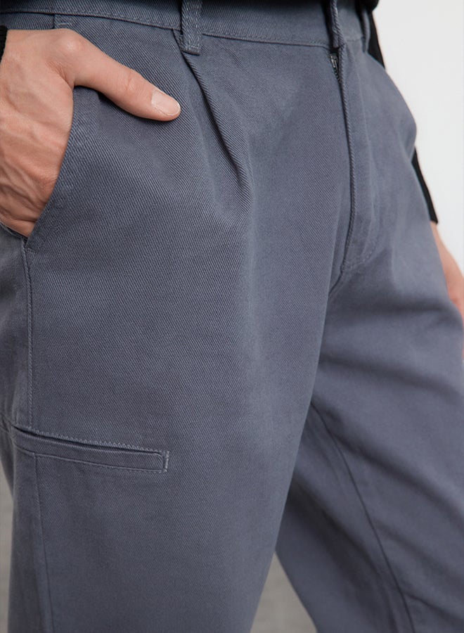 trendyol Anthracite Pleated Cargo Pocket Woven Gabardine Trousers TMNAW25PL00006 - Image 4