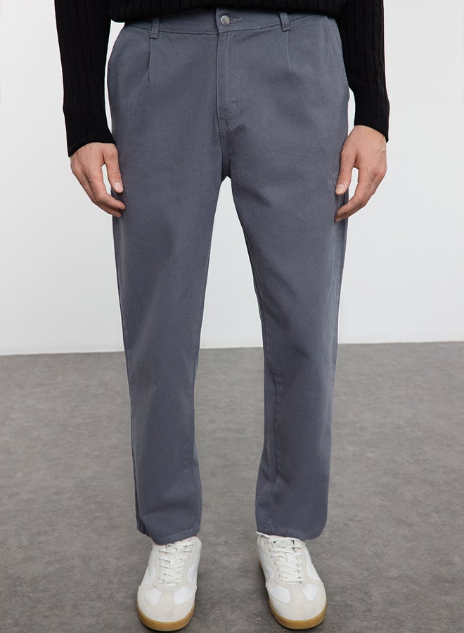 trendyol Anthracite Pleated Cargo Pocket Woven Gabardine Trousers TMNAW25PL00006 - Image 1
