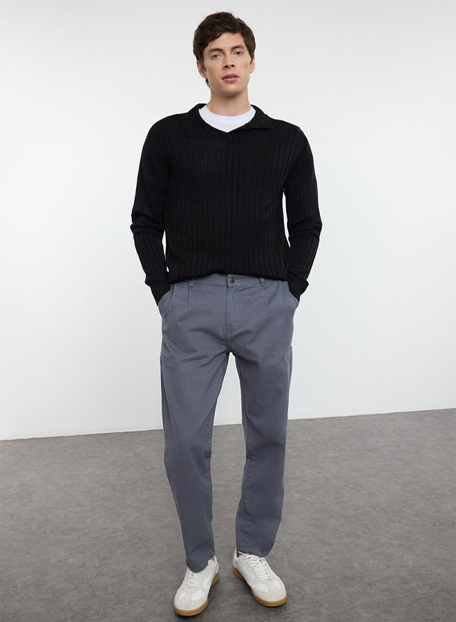 trendyol Anthracite Pleated Cargo Pocket Woven Gabardine Trousers TMNAW25PL00006 - Image 3