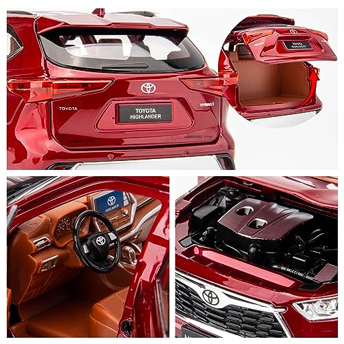 BDTCTK 1/24 Highlander Model Car, Zinc Alloy Pull Back Toy car with Sound and Light for Kids Boy Girl Gift(Red) - Image 5