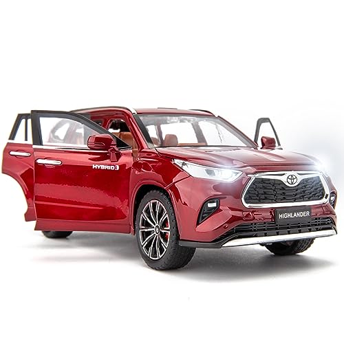 BDTCTK 1/24 Highlander Model Car, Zinc Alloy Pull Back Toy car with Sound and Light for Kids Boy Girl Gift(Red) - Image 1