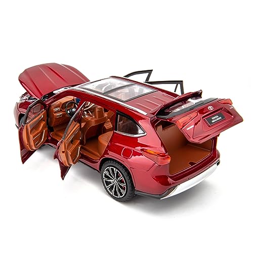 BDTCTK 1/24 Highlander Model Car, Zinc Alloy Pull Back Toy car with Sound and Light for Kids Boy Girl Gift(Red) - Image 4