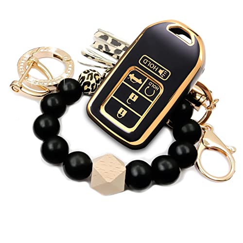 RFSRZ Key Fob Cover Case with Bling Fashion Holder Fit for Honda Accord Civic CRV Pilot Odyssey Smart Premium TPU Full Cover Black - Image 1