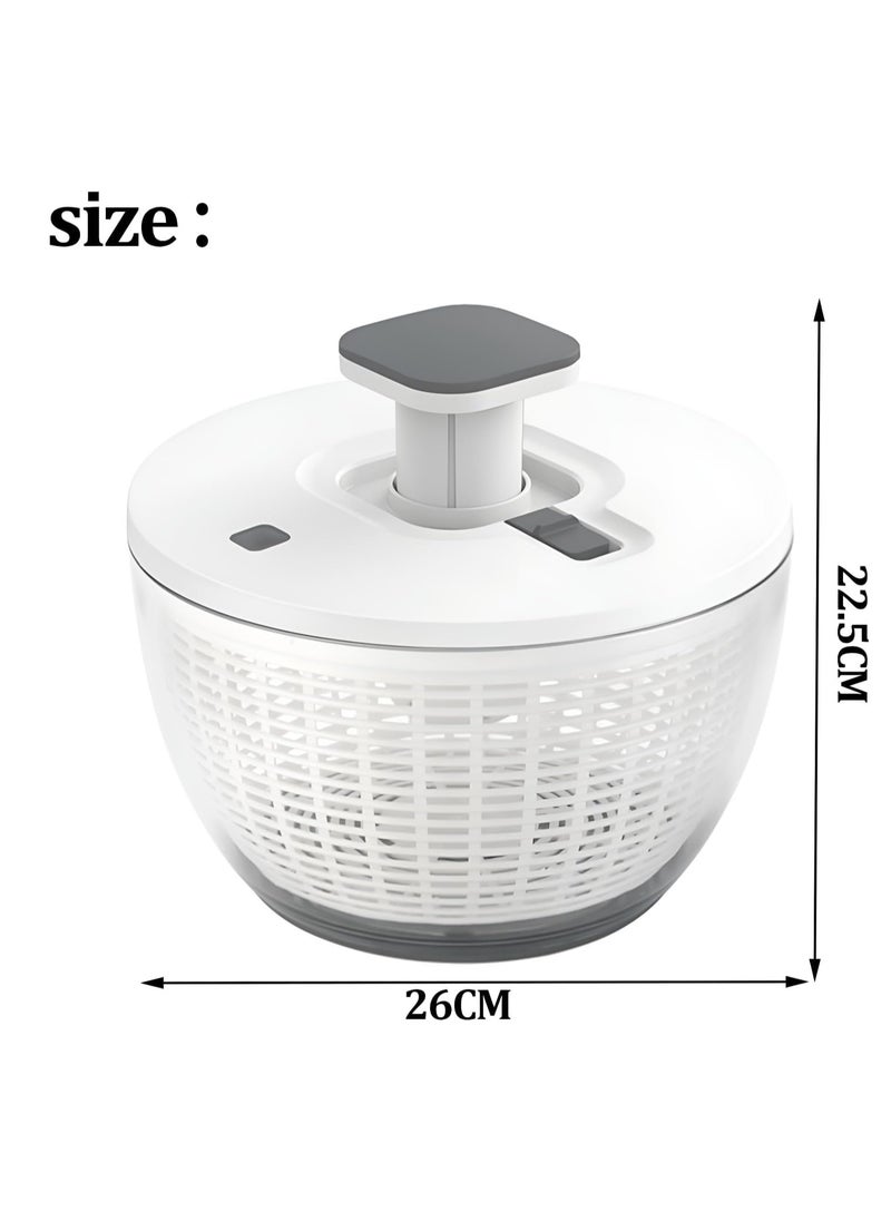 6L Salad Spinner, Lettuce Dryer Easy Press Large Vegetable Dryer Salad Mixer with Retractable Pusher and Brake Button for Greens, Herbs, Berries, Fruits