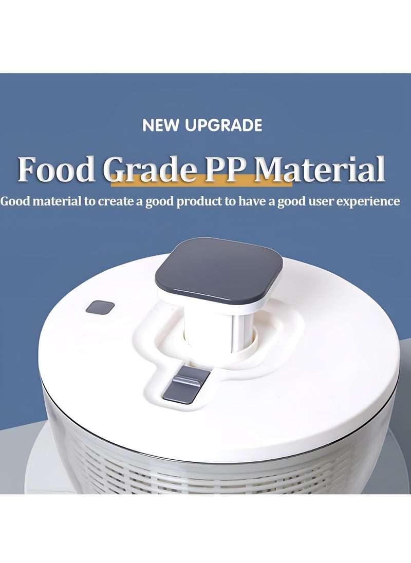 6L Salad Spinner, Lettuce Dryer Easy Press Large Vegetable Dryer Salad Mixer with Retractable Pusher and Brake Button for Greens, Herbs, Berries, Fruits