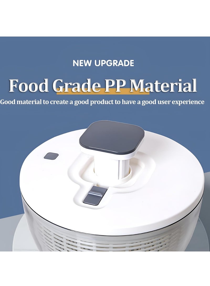 KIIUMI 6L Salad Spinner, Lettuce Dryer Easy Press Large Vegetable Dryer Salad Mixer with Retractable Pusher and Brake Button for Greens, Herbs, Berries, Fruits - Image 4