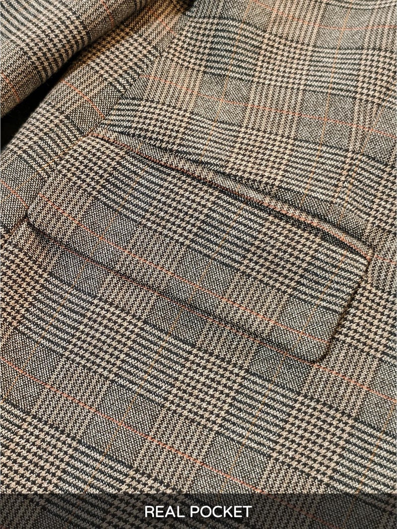 Mina Self Plaid Blazer for Women 2026 Fall Winter Brown Houndstooth Oversized Ladies Work Casual Boyfriend Dressy Fashion Business Casual Outfits Trendy Suit Jackets for Women ZHB013-P/BR 0M - Image 4