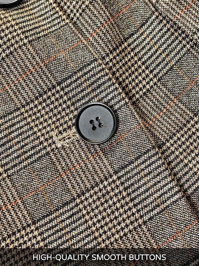 Mina Self Plaid Blazer for Women 2026 Fall Winter Brown Houndstooth Oversized Ladies Work Casual Boyfriend Dressy Fashion Business Casual Outfits Trendy Suit Jackets for Women ZHB013-P/BR 0M - Image 3