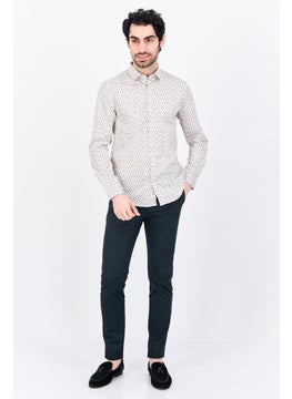 Jules Men Regular Fit Allover Printed Long Sleeves Casual Shirt, White Combo  - Image 2