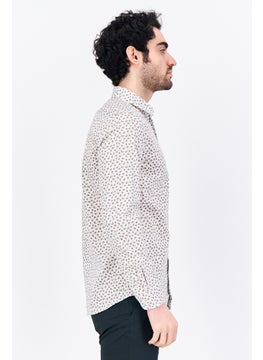 Jules Men Regular Fit Allover Printed Long Sleeves Casual Shirt, White Combo  - Image 3