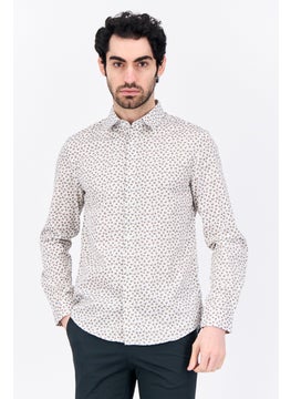 Jules Men Regular Fit Allover Printed Long Sleeves Casual Shirt, White Combo  - Image 1