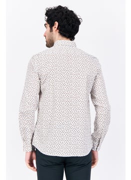 Jules Men Regular Fit Allover Printed Long Sleeves Casual Shirt, White Combo  - Image 4