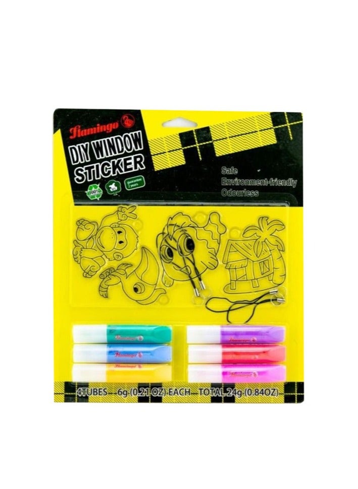 Flamingo Diy Window Sticker, 4 Pieces, Multicolour - Image 1