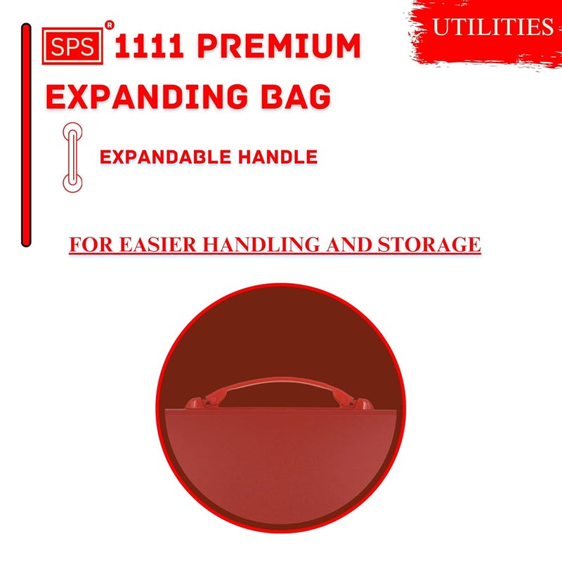 sps 13 Pocket Expanding File Folder with Buckle Closure,Label Index and Handle for A4/Foolscap/Legal Documents (Red) - Image 5