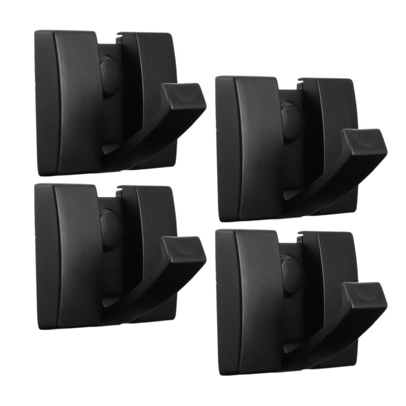4Pcs Foldable Wall Mount Hooks Black Aluminum Self Adhesive Space Saving For Bathroom Bedroom - Image 2
