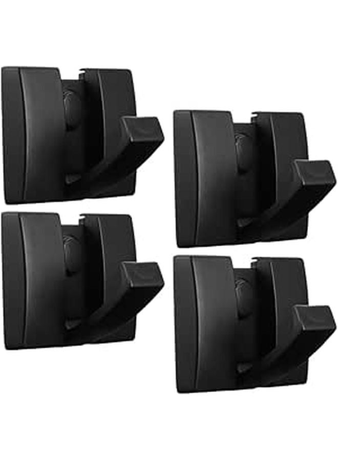 4Pcs Foldable Wall Mount Hooks Black Aluminum Self Adhesive Space Saving For Bathroom Bedroom - Image 1