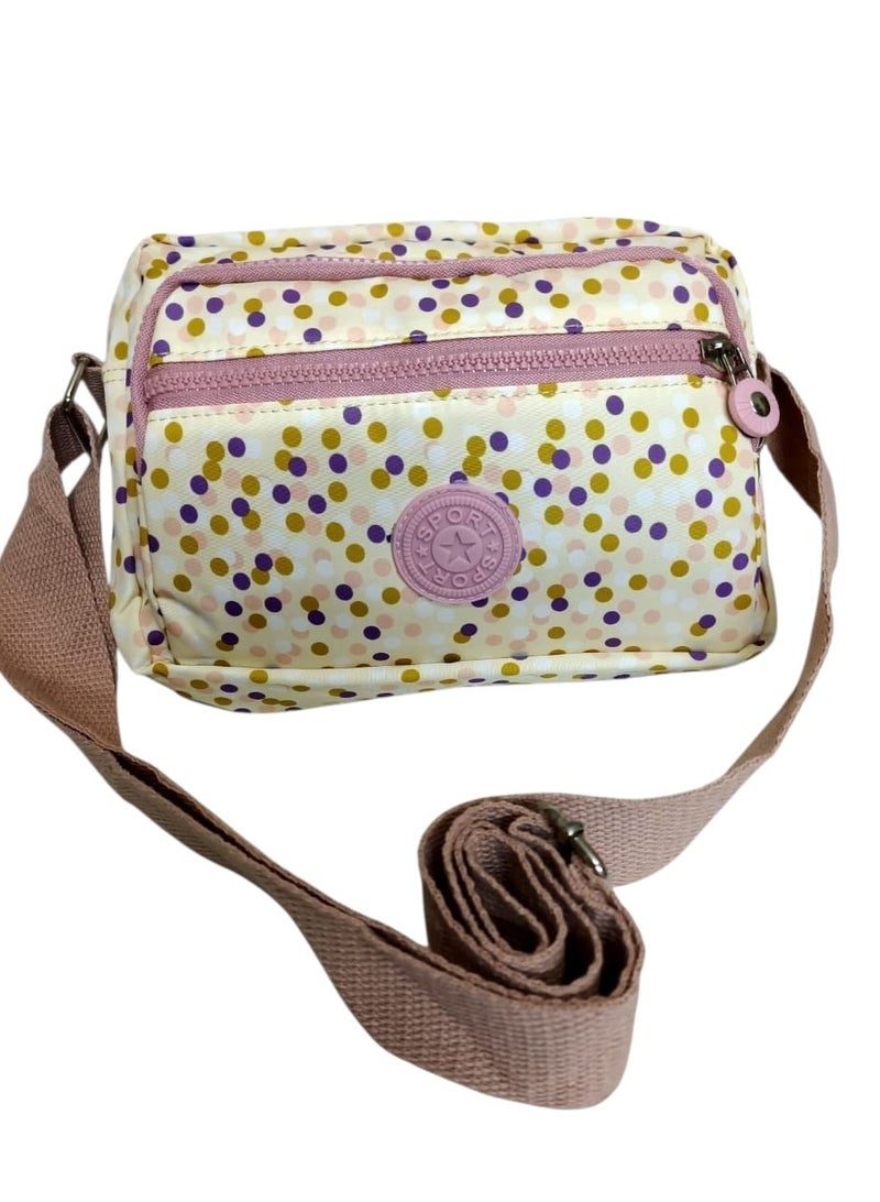 Women’s Crossbody Bag – Printed Design with 3 Zippers - Image 1