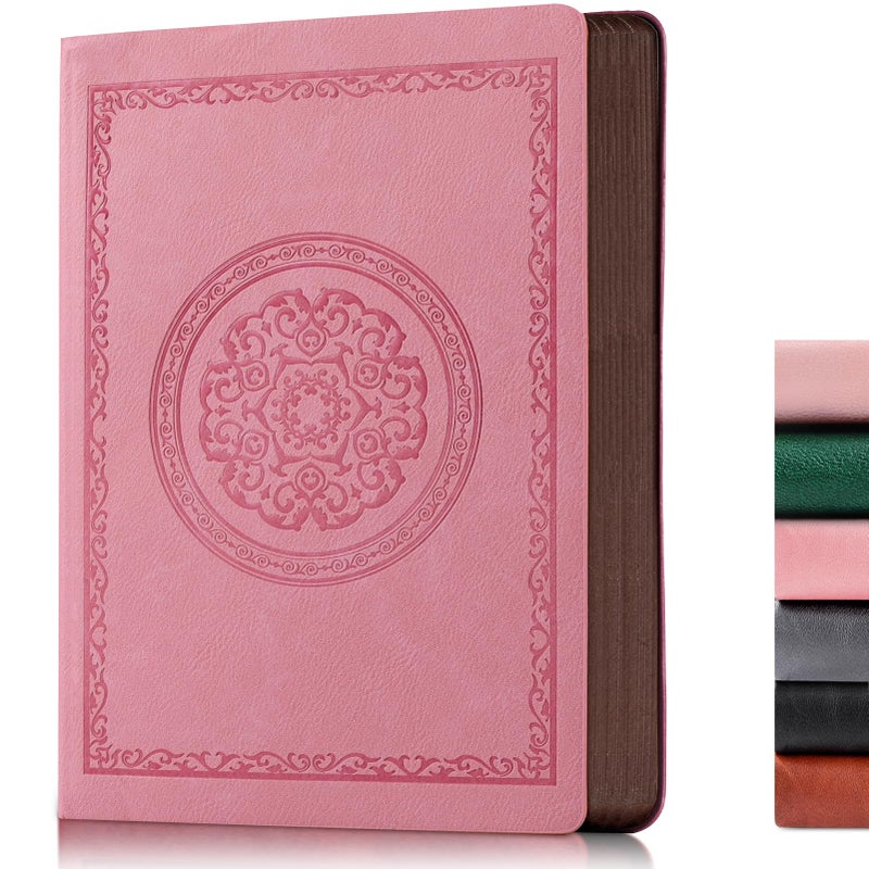 Fetinar 2026 Leather Vintage Journal Notebook,300 Pages,Leather Softcover Lined Journal Notebooks for Women Men,Notebook Journals for Writing Travel,Business,Office,5.7'' X 8.3'',Pink - Image 1