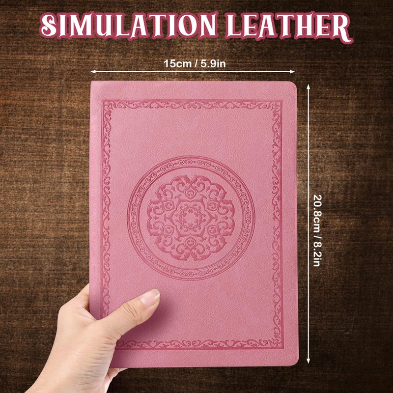 Fetinar 2026 Leather Vintage Journal Notebook,300 Pages,Leather Softcover Lined Journal Notebooks for Women Men,Notebook Journals for Writing Travel,Business,Office,5.7'' X 8.3'',Pink - Image 2
