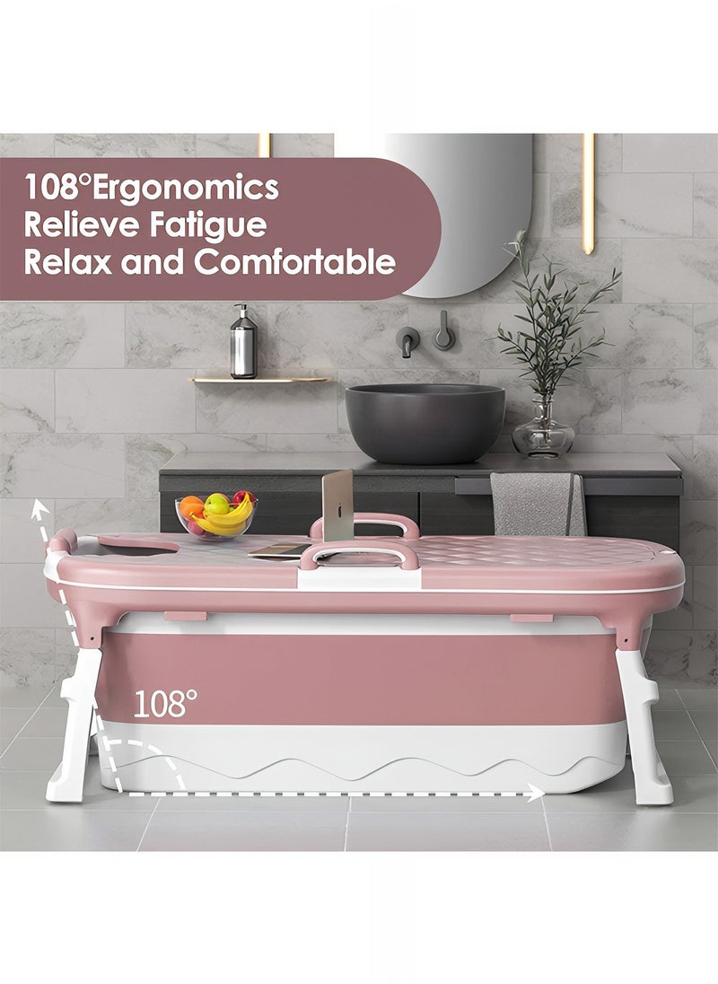 Taimi - Large Foldable Bathtub for Adults and Kids, Portable Bathtub Easy to Store, Practical and Space-Saving Design, Pink - 138X62X52cm - Image 1