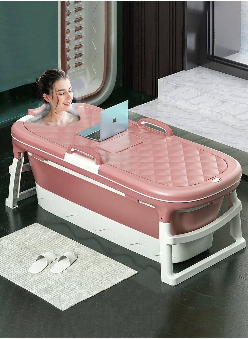 Taimi - Large Foldable Bathtub for Adults and Kids, Portable Bathtub Easy to Store, Practical and Space-Saving Design, Pink - 138X62X52cm - Image 1