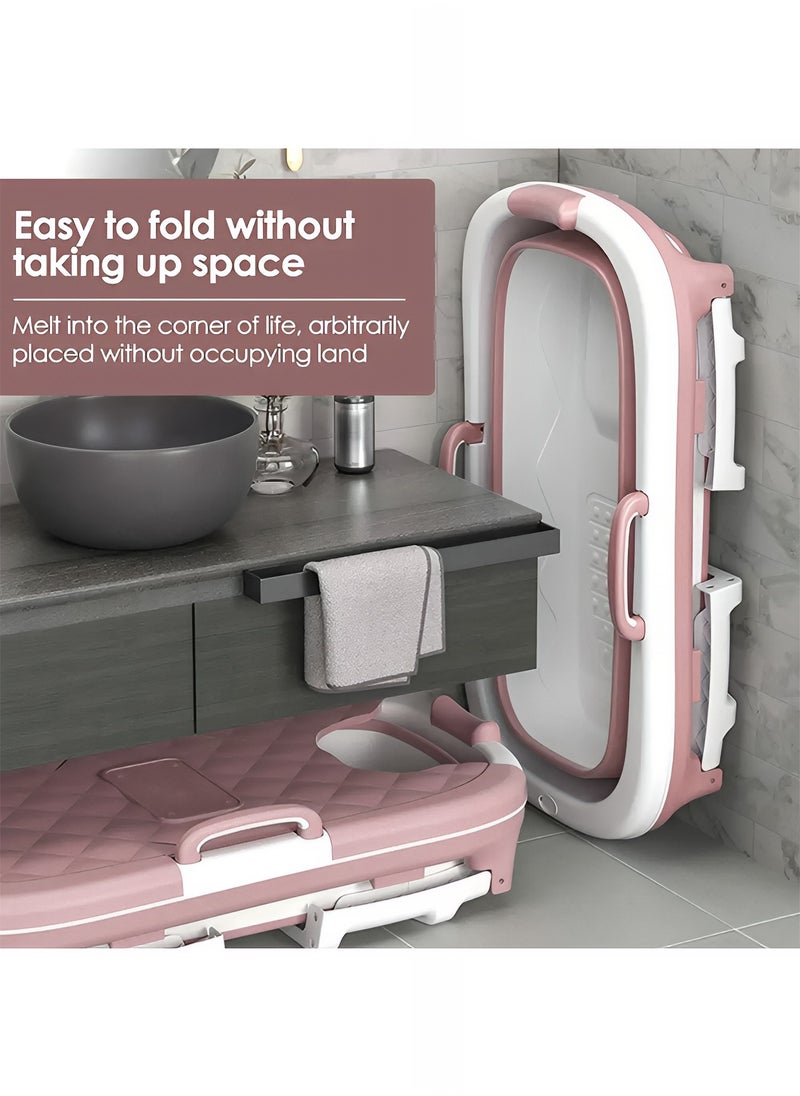 Taimi - Large Foldable Bathtub for Adults and Kids, Portable Bathtub Easy to Store, Practical and Space-Saving Design, Pink - 138X62X52cm - Image 1