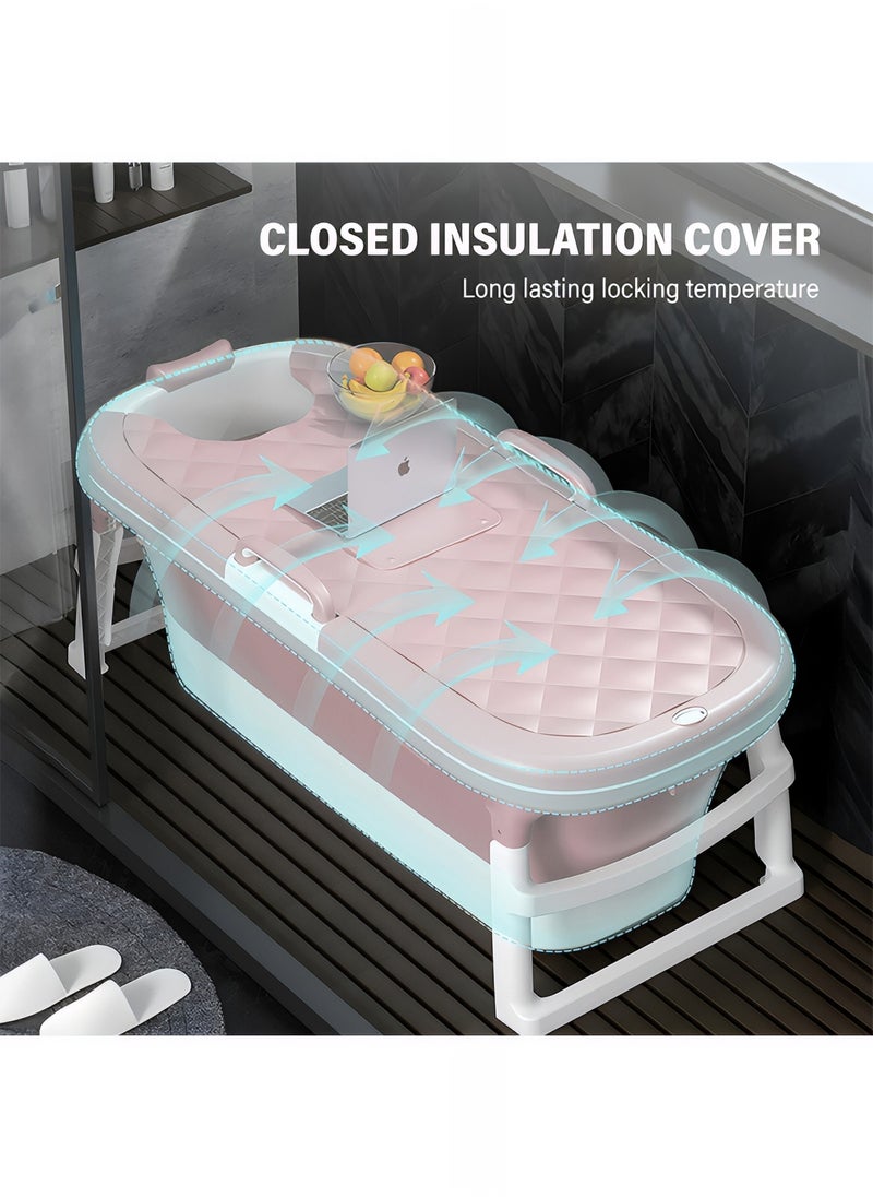 Taimi - Large Foldable Bathtub for Adults and Kids, Portable Bathtub Easy to Store, Practical and Space-Saving Design, Pink - 138X62X52cm - Image 1