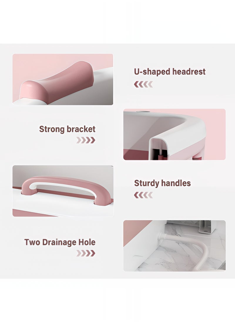 Taimi - Large Foldable Bathtub for Adults and Kids, Portable Bathtub Easy to Store, Practical and Space-Saving Design, Pink - 138X62X52cm - Image 1