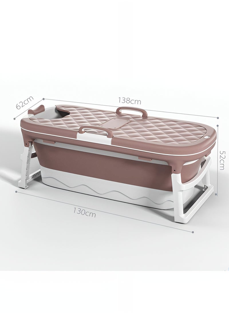 Taimi - Large Foldable Bathtub for Adults and Kids, Portable Bathtub Easy to Store, Practical and Space-Saving Design, Pink - 138X62X52cm - Image 1