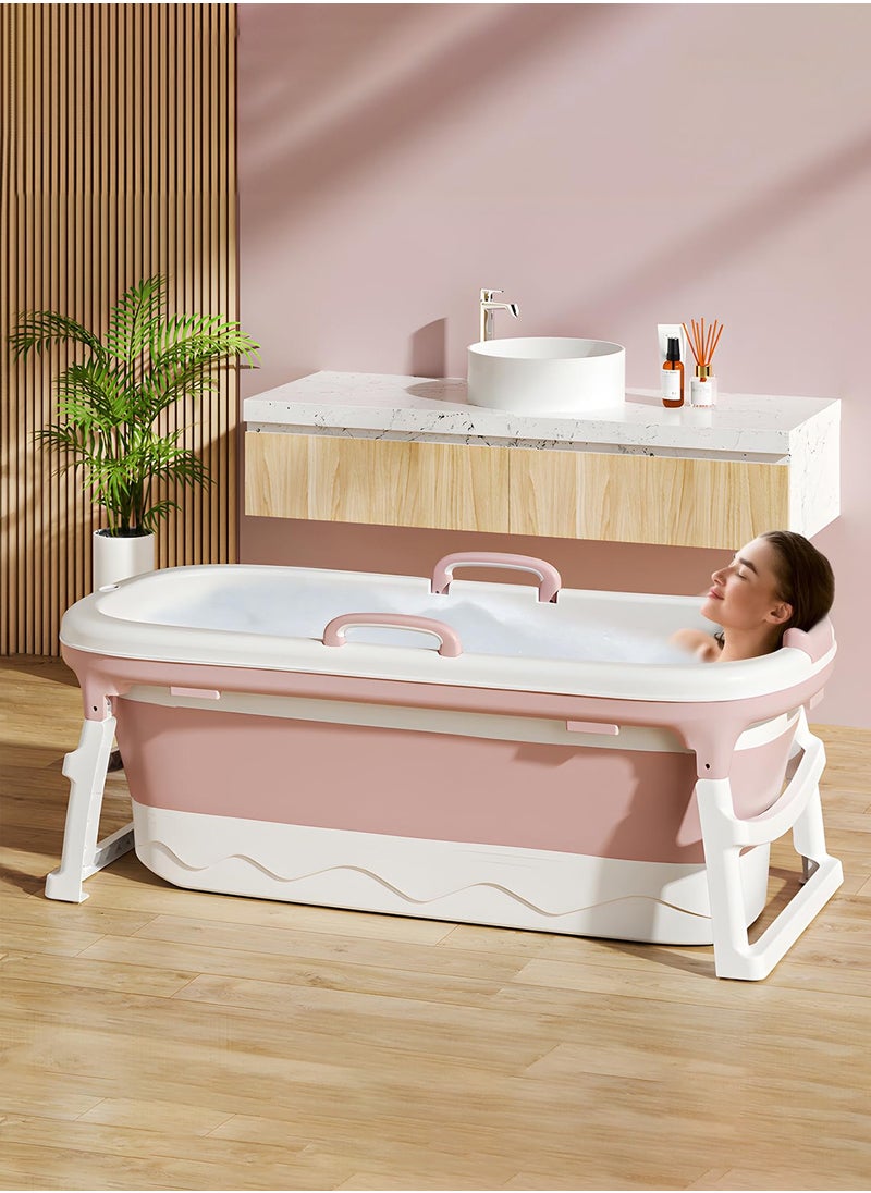Taimi - Large Foldable Bathtub for Adults and Kids, Portable Bathtub Easy to Store, Practical and Space-Saving Design, Pink - 138X62X52cm - Image 1