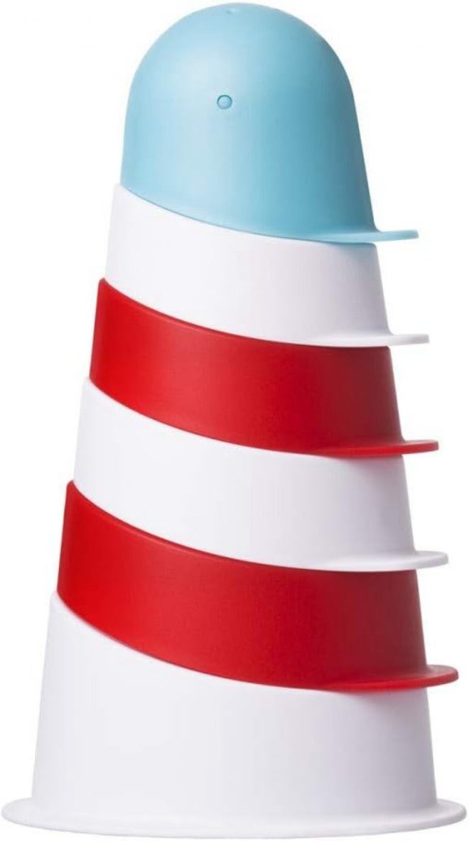 Ubbi Lighthouse Stacking Cups Bath Toys, Includes 6 Cups, Toddler Bathtub Toys, Dishwasher Safe Toddler Toys - Image 1