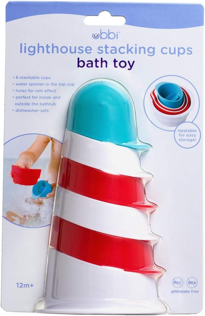 Ubbi Lighthouse Stacking Cups Bath Toys, Includes 6 Cups, Toddler Bathtub Toys, Dishwasher Safe Toddler Toys - Image 4