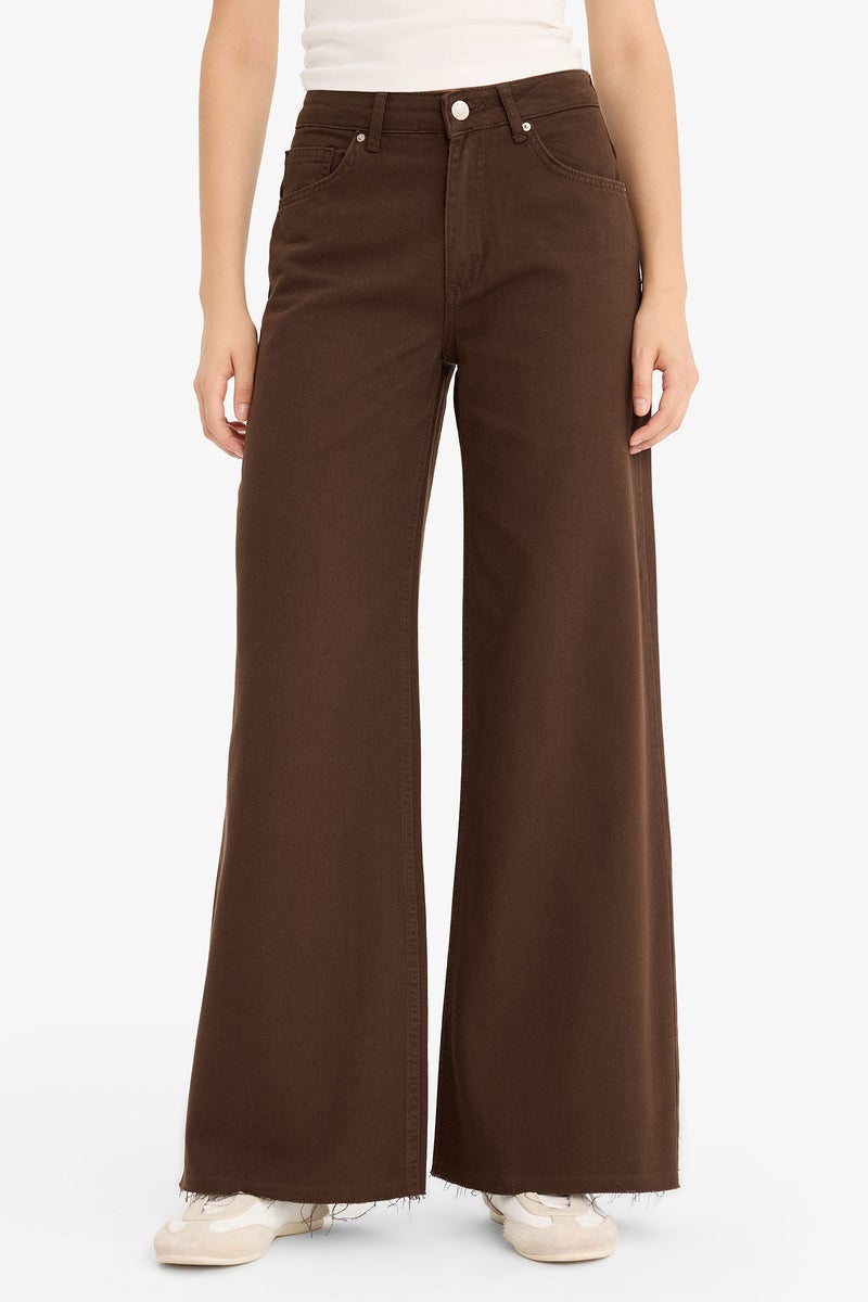 DeFacto Brown Woman Wide Leg Trousers Casual - Image 3