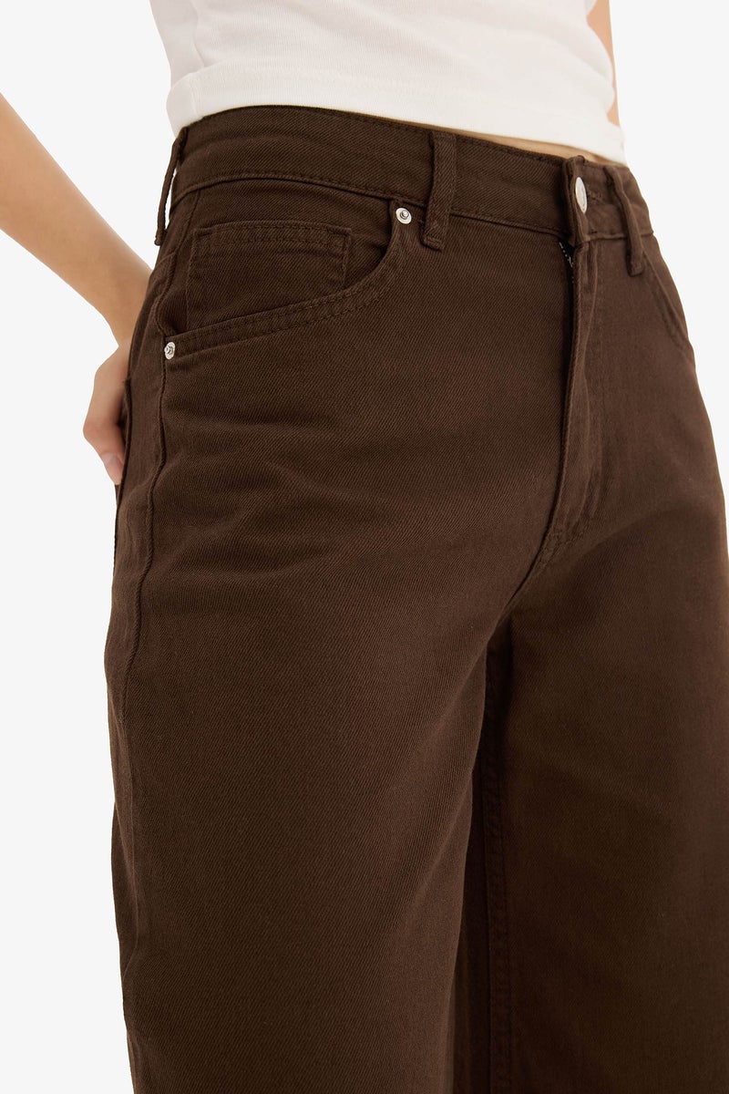 DeFacto Brown Woman Wide Leg Trousers Casual - Image 4