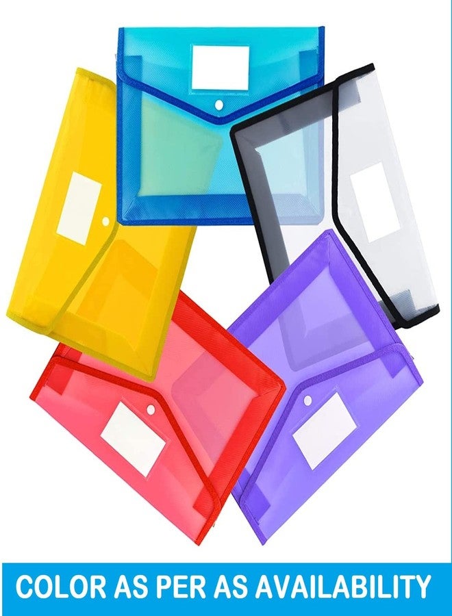 FEDUS Document Holder Envelope Folder,File Storage Bag withSnap Button Transparent Plastic File for Document File Holder/Document Folder for Certificate Legal Document Organizer Pack 5 Multicolor - Image 2