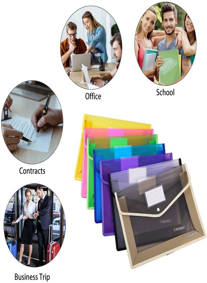 FEDUS Document Holder Envelope Folder,File Storage Bag withSnap Button Transparent Plastic File for Document File Holder/Document Folder for Certificate Legal Document Organizer Pack 5 Multicolor - Image 5
