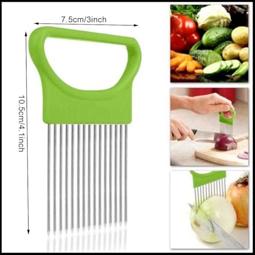 Dycica 2 PACK Stainless Steel Peeler Vegetable Leaf Stripping Tool LooseLeaf Kale Razor Metal Herb Pealer for Kale, Chard, Collard Greens 9 holes With Tomato Vegetable Lemon Potato Cutter Slicer - Image 3
