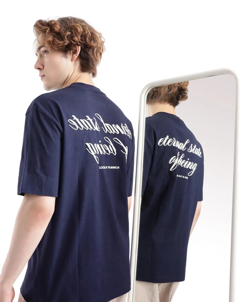 Rare Rabbit Men's Typography Back Print Boxy Fit T-Shirt