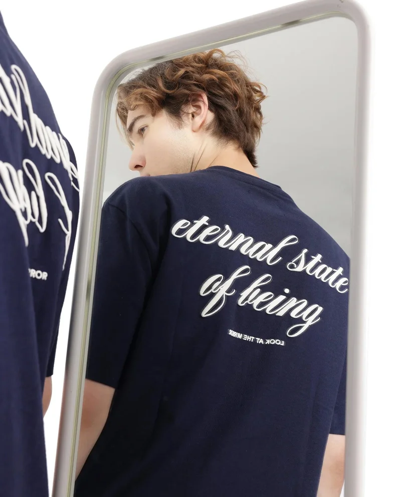 Rare Rabbit Men's Typography Back Print Boxy Fit T-Shirt
