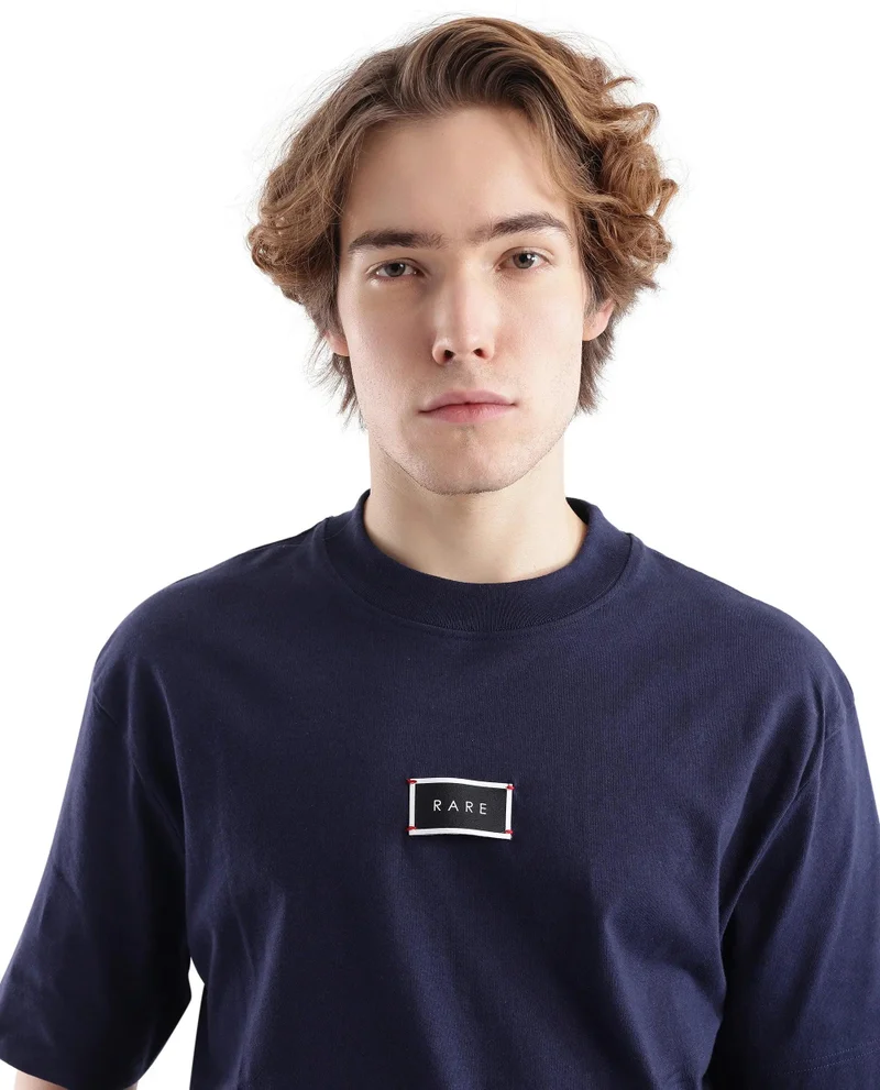 Rare Rabbit Men's Typography Back Print Boxy Fit T-Shirt
