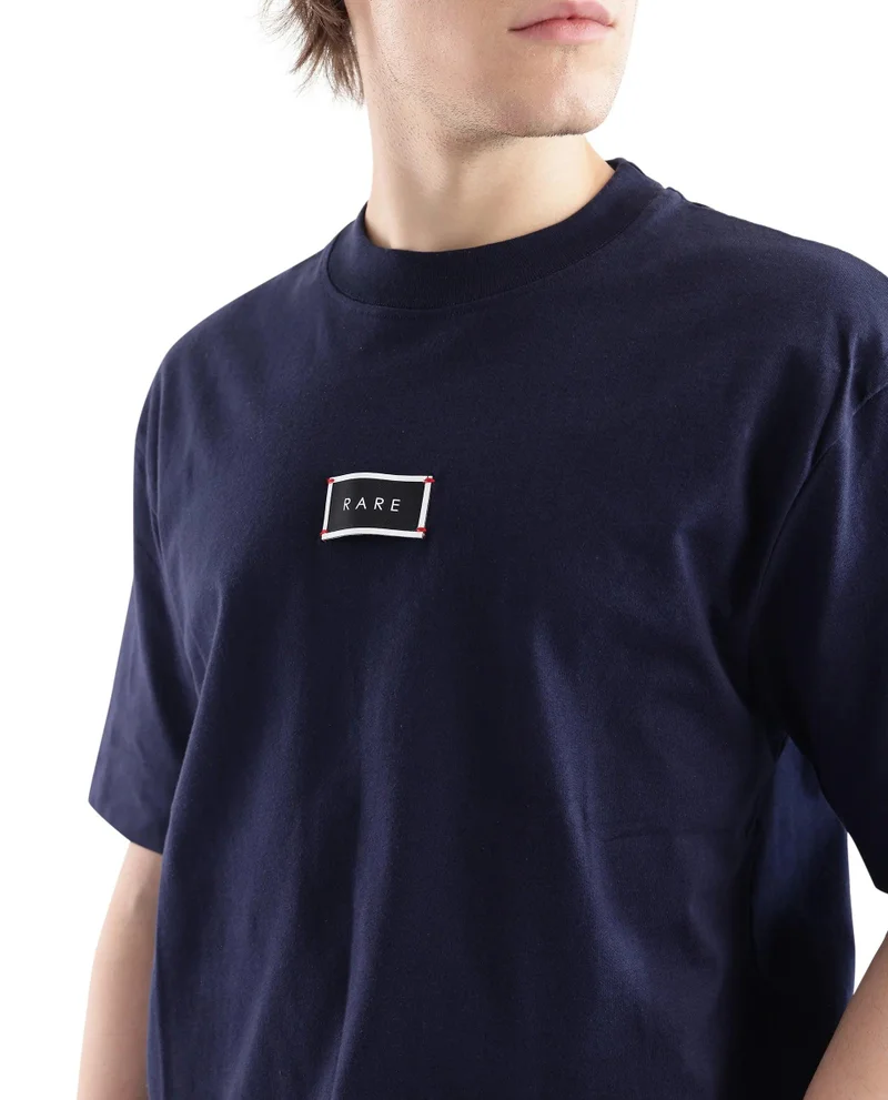 Rare Rabbit Men's Typography Back Print Boxy Fit T-Shirt