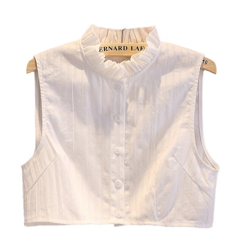 Fake Collar Women''s Pure Cotton Pleated Collar Autumn, Winter and Spring All-match Ruffled Vertical Collar Breathable Korean Style Simple Fake Collar for Women - Image 5
