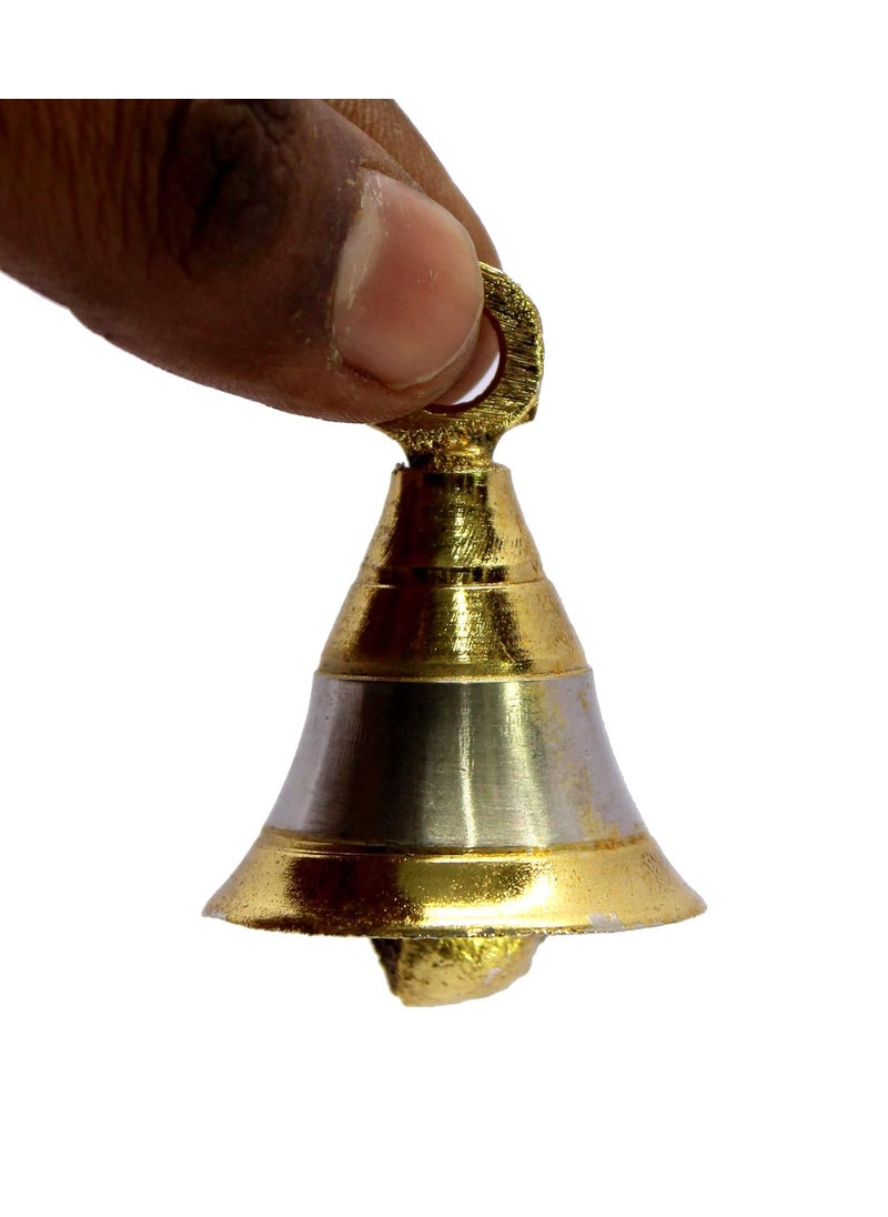 ESPLANADE eSplanade Brass Pooja Mandir and Decorative Bells Pack of 10 2 Inches Golden Silver  - Image 4