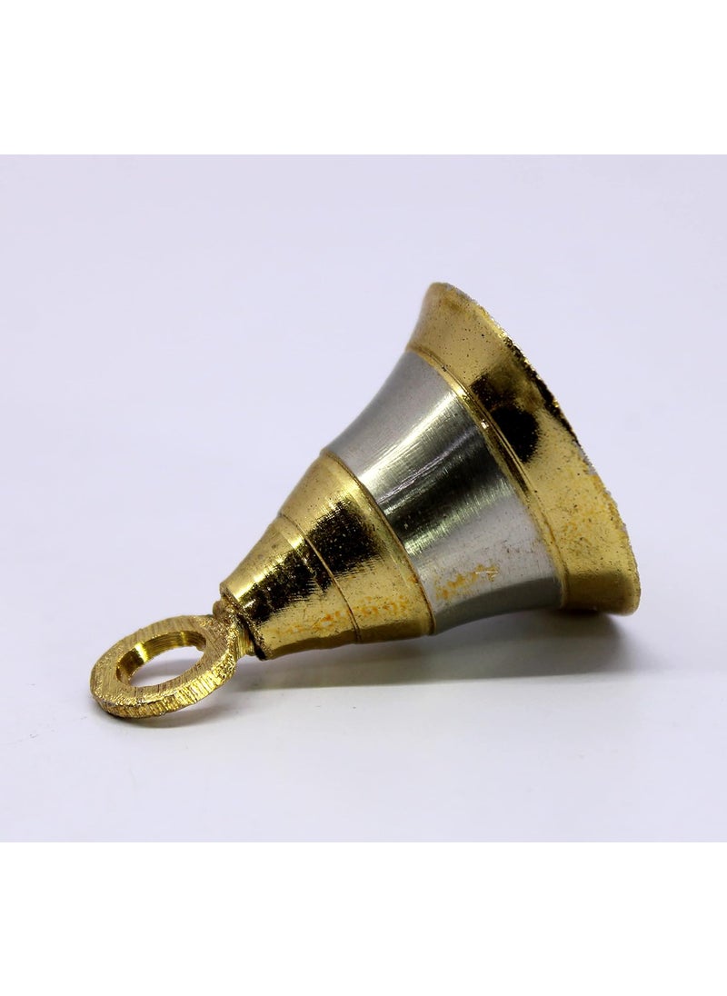 ESPLANADE eSplanade Brass Pooja Mandir and Decorative Bells Pack of 10 2 Inches Golden Silver  - Image 3