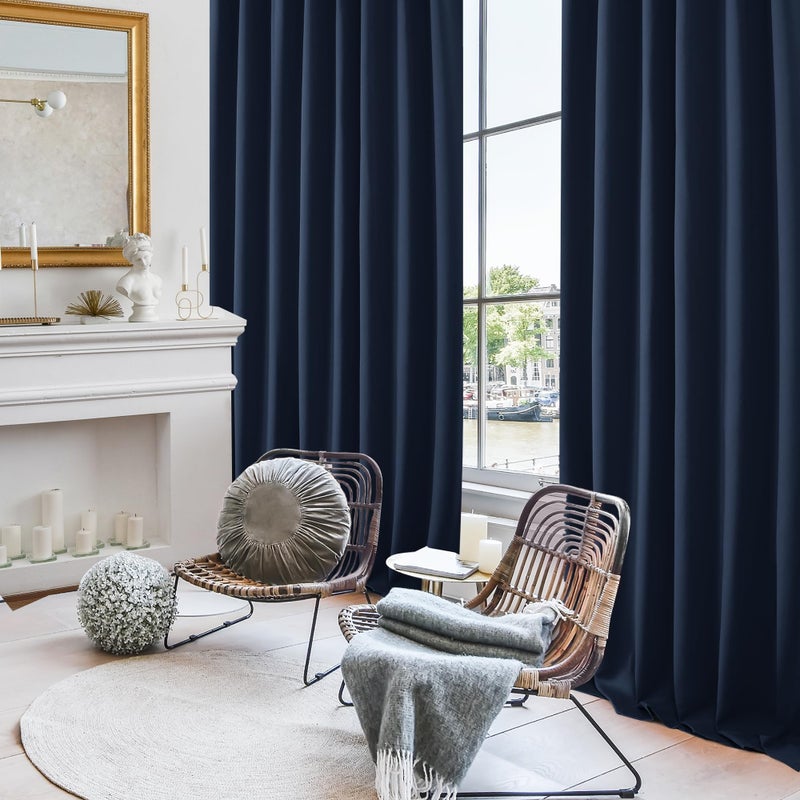 Deconovo Back Tab and Rod Pocket Blackout Curtains for Bedroom  Thermal Insulated Drapes Room Darkening Curtains for Living Room  70x84 Inch  Navy Blue  2 Panels - Image 2