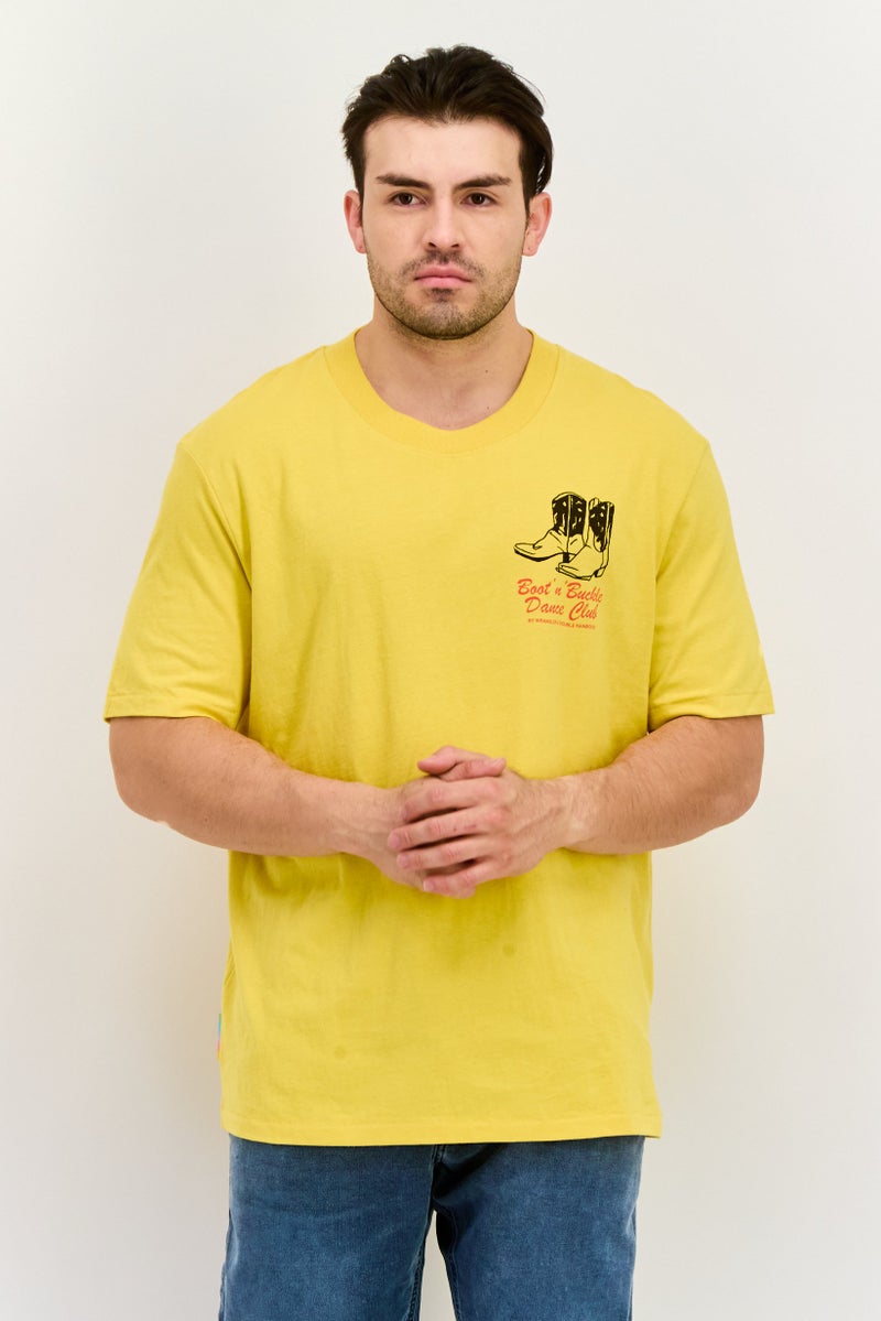 Wrangler Men Crew Neck Short Sleeves Graphic Print T-Shirt, Yellow - Image 1