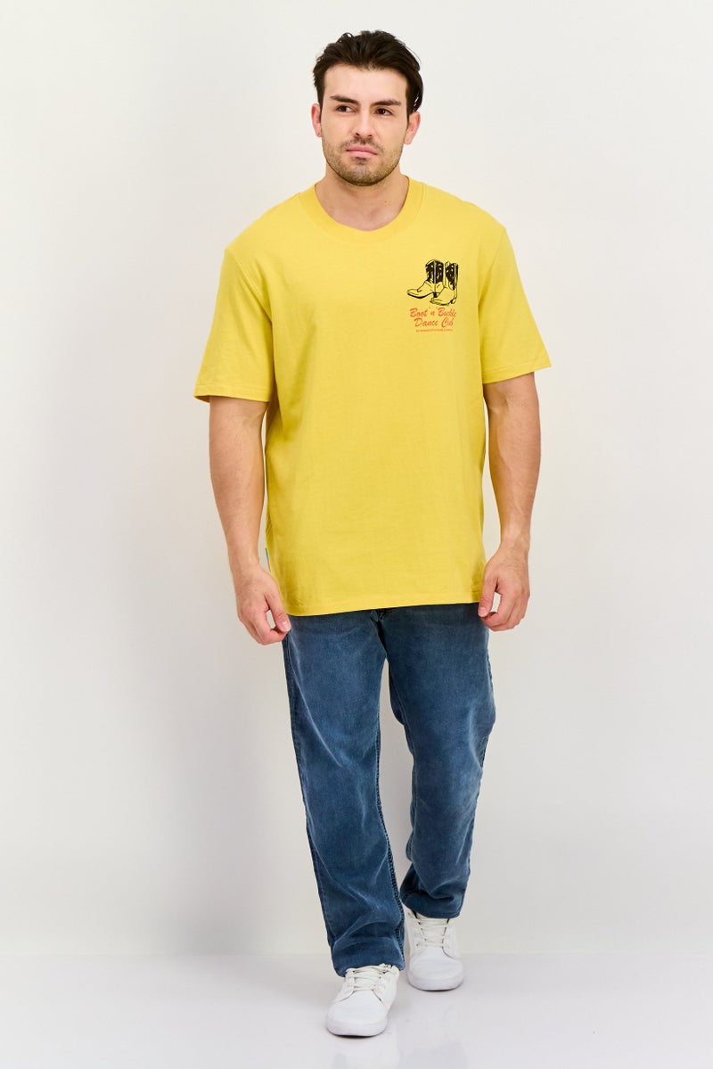 Wrangler Men Crew Neck Short Sleeves Graphic Print T-Shirt, Yellow - Image 2