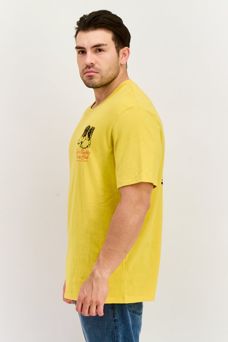 Wrangler Men Crew Neck Short Sleeves Graphic Print T-Shirt, Yellow - Image 4