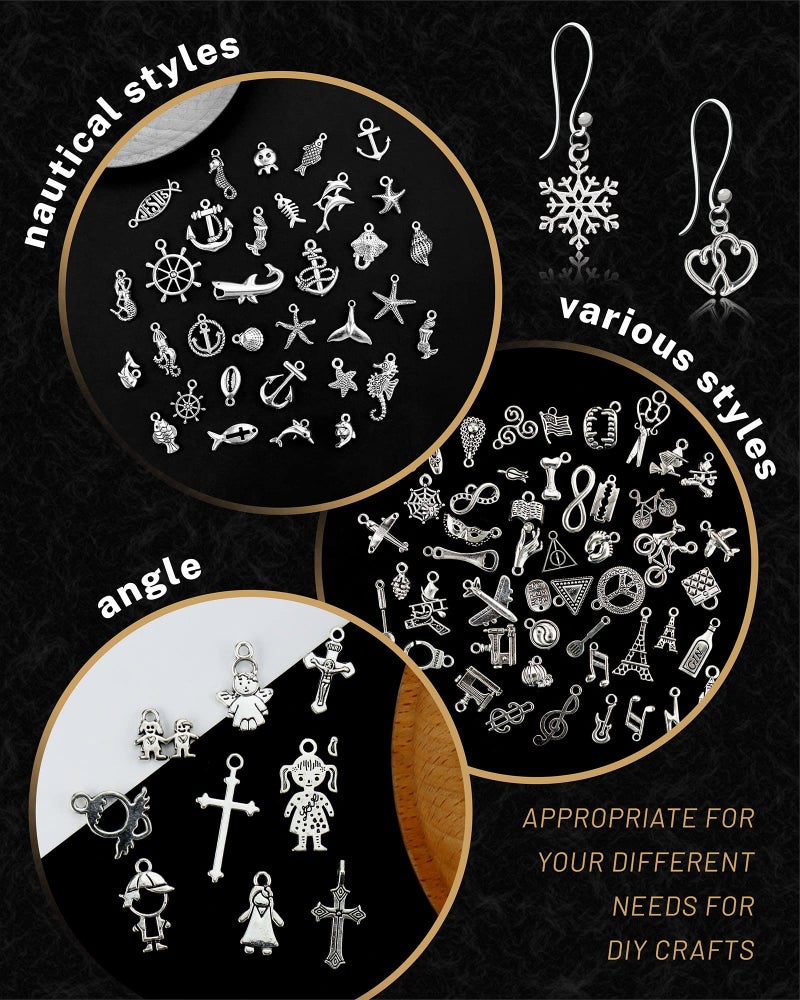 JIALEEY 300 PCS Wholesale Bulk Lots Jewelry Making Charms Mixed Smooth Tibetan Silver Alloy Charms Pendants DIY for Bracelet Necklace Jewelry Making and Crafting - Image 5