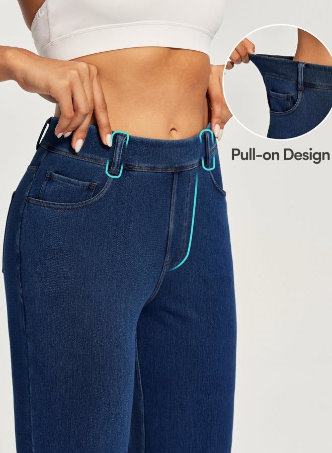 IUGA Straight Leg Jeans for Women Pull On Stretchy Jeans for Women Bootcut Womens Jeans High Waisted Casual Denim Pants, Dark Blue, XL - Image 5